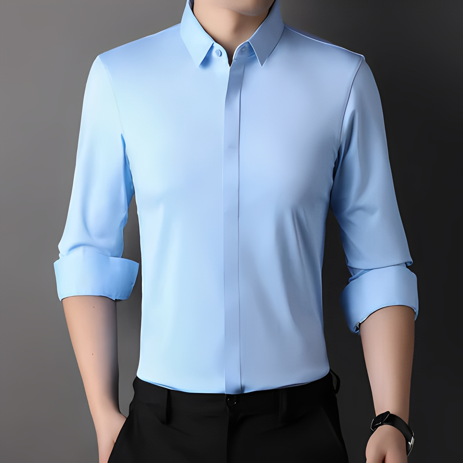Herren Hemd Bügelfrei Slim Fit Weiß - Norvielle