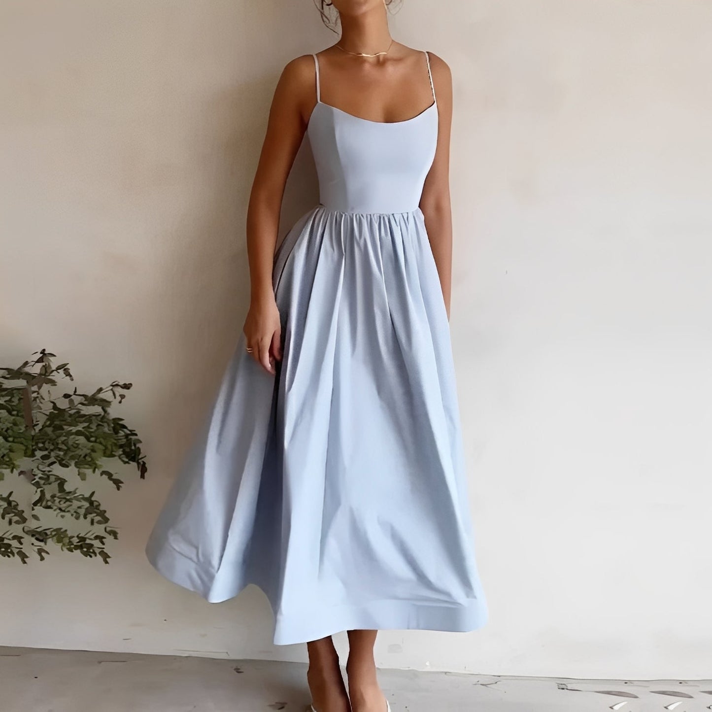 Damen Midikleid Elegant Fließend - Norvielle