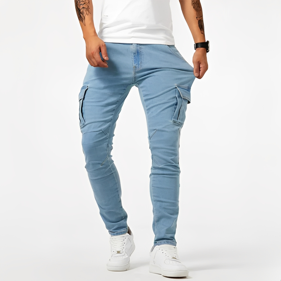 Enzo Herren Cargo-Hose Trendig Bequem Schwarz - Norvielle