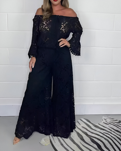 Spitzenkleid Damen Schulterfrei Weit Boho Chic Elegant