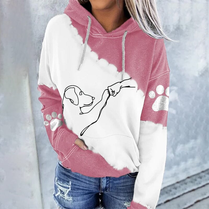 Lässiger Damen Hoodie Digitaldruck Grau