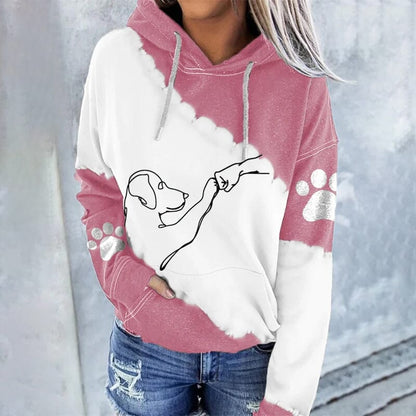 Lässiger Damen Hoodie Digitaldruck Grau