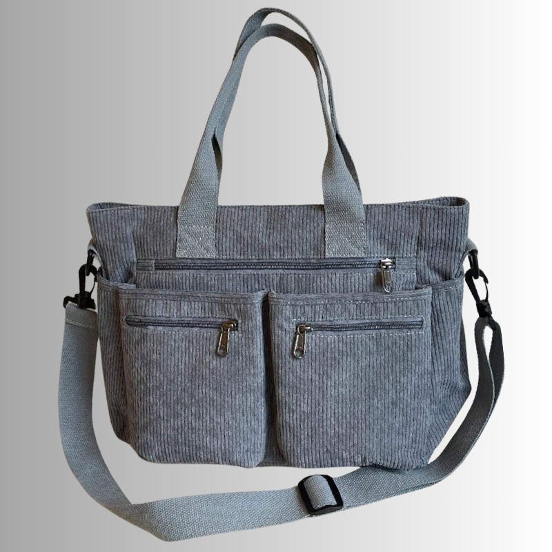 Cord Schultertasche Reißverschluss Taschen