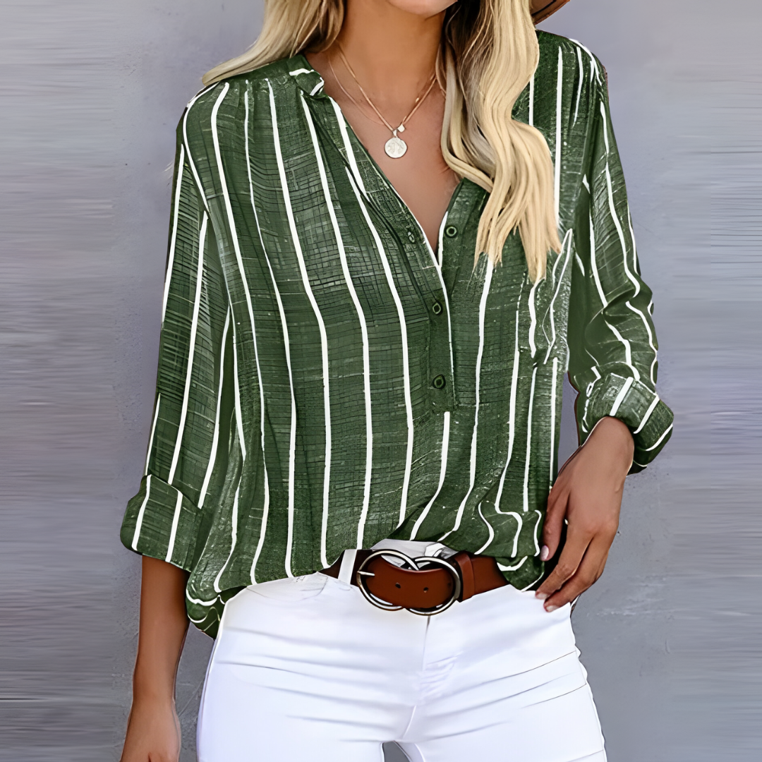 Damen Bluse Langarm Gestreift