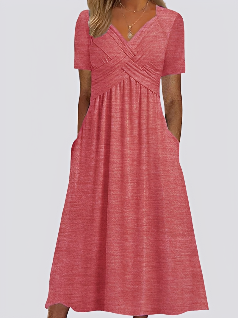 Damen Midikleid Kurzärmelig Lässig