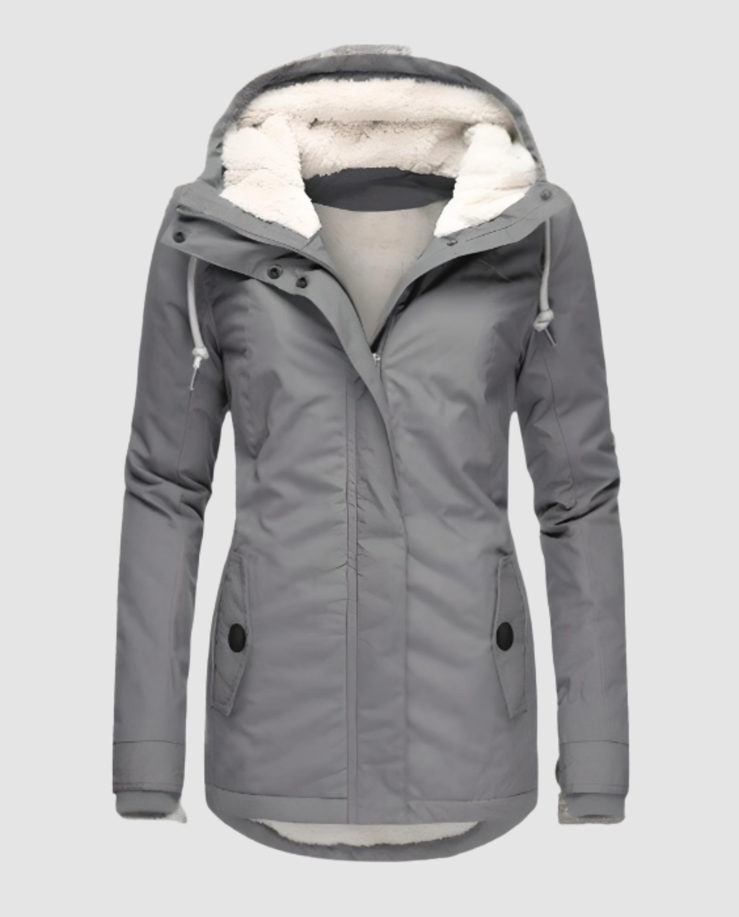 Damen Lange Gefütterte Winterjacke