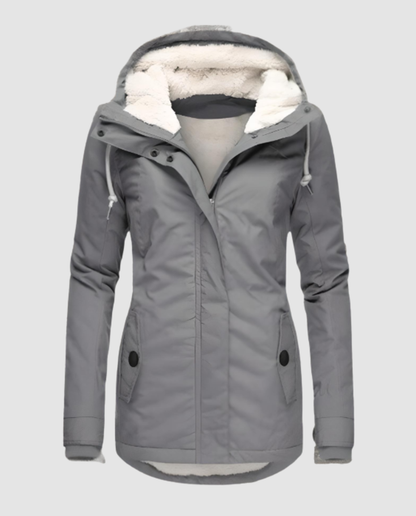 Damen Lange Gefütterte Winterjacke