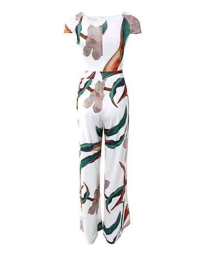 Damen Jumpsuit Botanik-Druck Baumwolle Traumhaft Blumenmuster