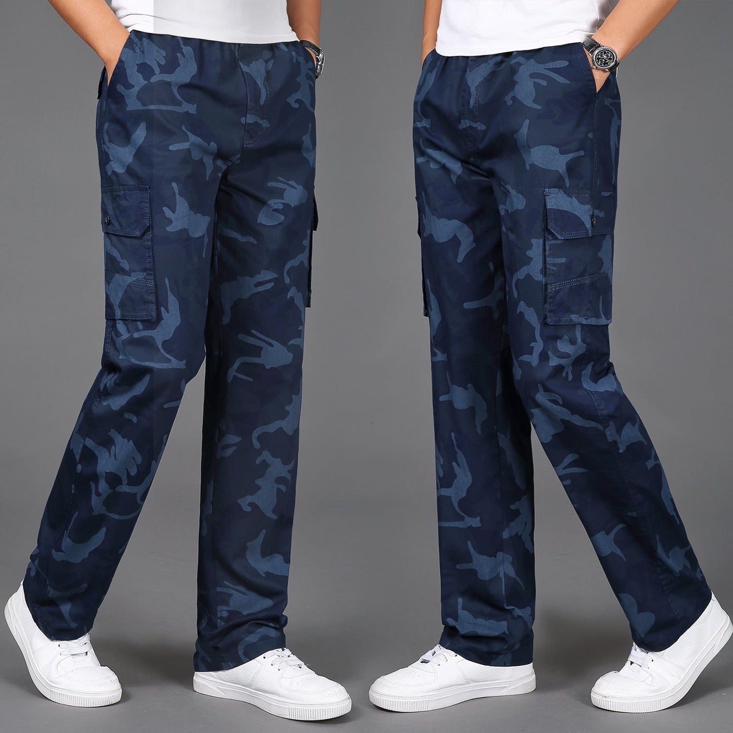 Herren Camo Cargohose Stilvoll Beige