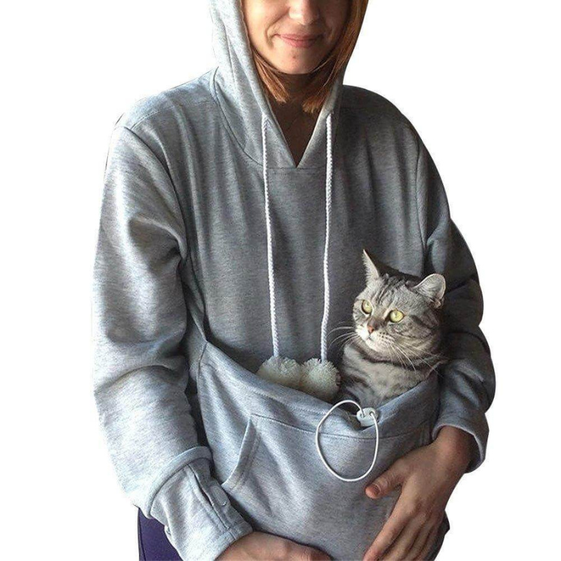 Norvielle Damen Hoodie Kapuze Katzentasche - Norvielle