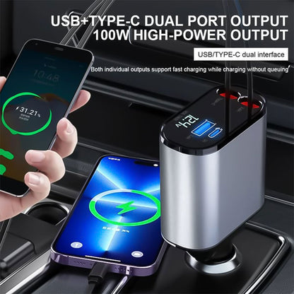 Auto Ladeadapter Aufrollbares Kabel Dualport USB
