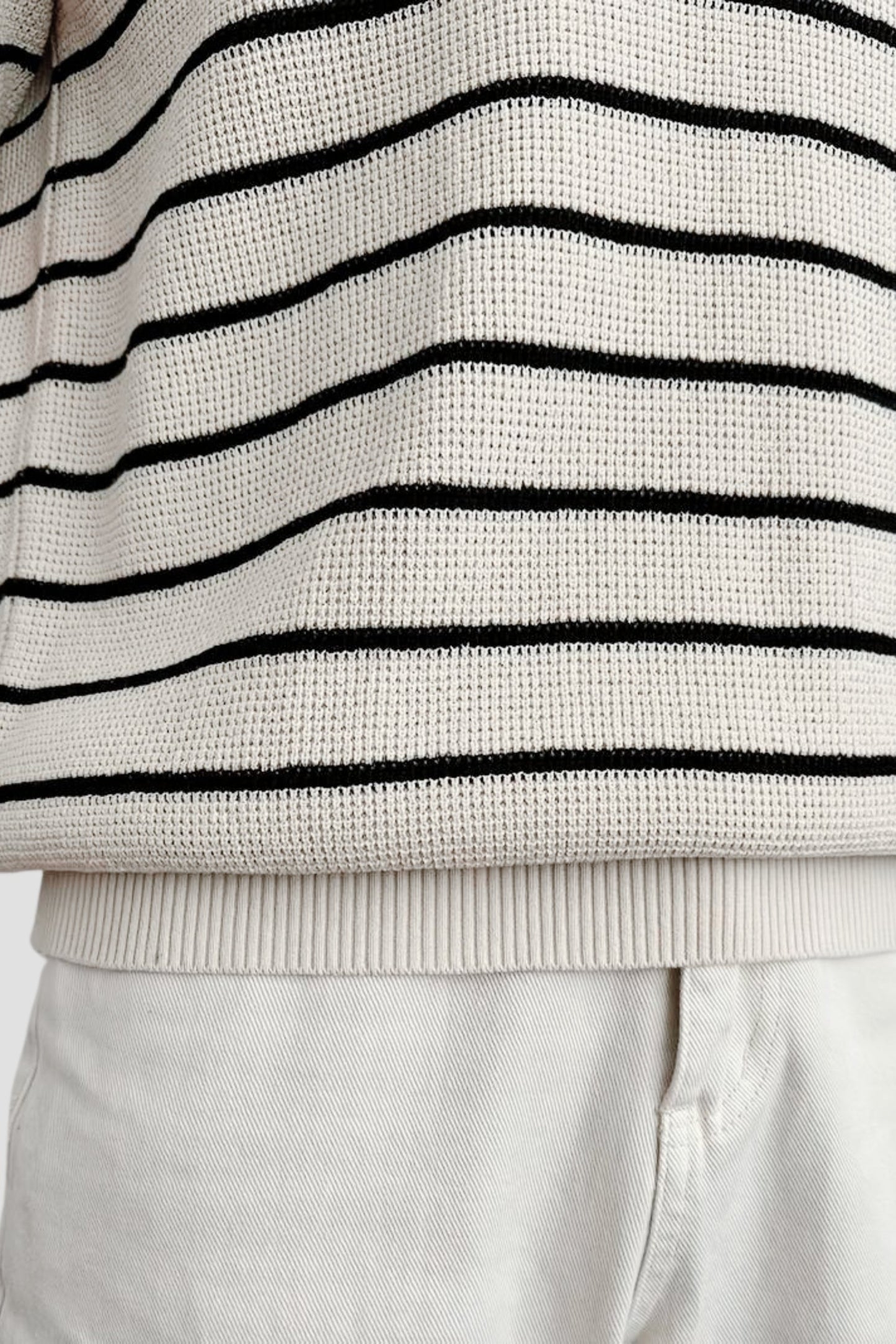 Herren Poloshirt Gestreift Kurzärmelig Weiß/