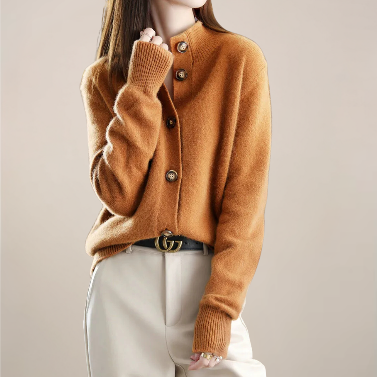 Damen Cardigan Mit Kragen Und Knöpfen Frühling