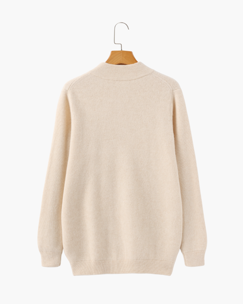 Herren Kaschmir Strickjacke Rippenstrick Reißverschluss