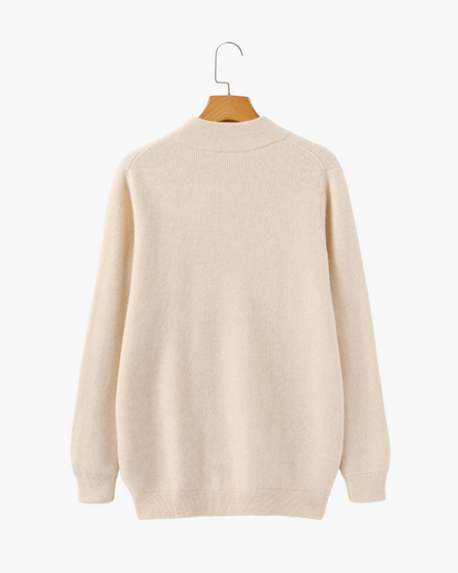 Herren Kaschmir Strickjacke Rippenstrick Reißverschluss