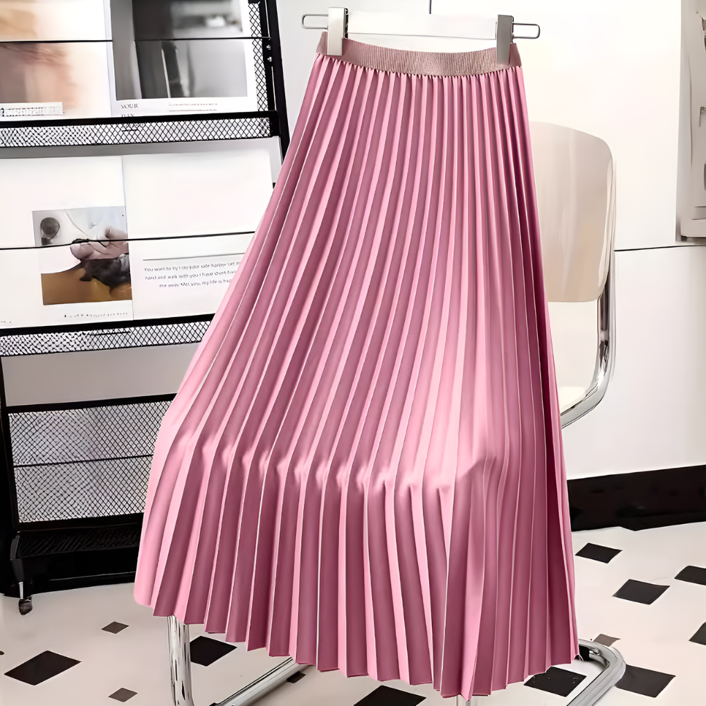Inez Damen Midirock Plissiert Hochtaillierte Taille