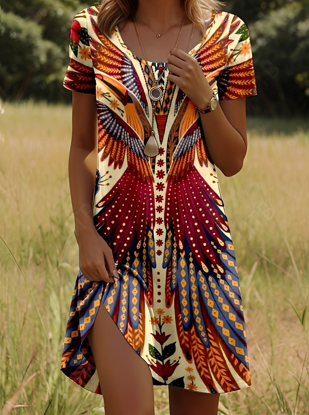 Damenkleid Elegantes Blumenprint