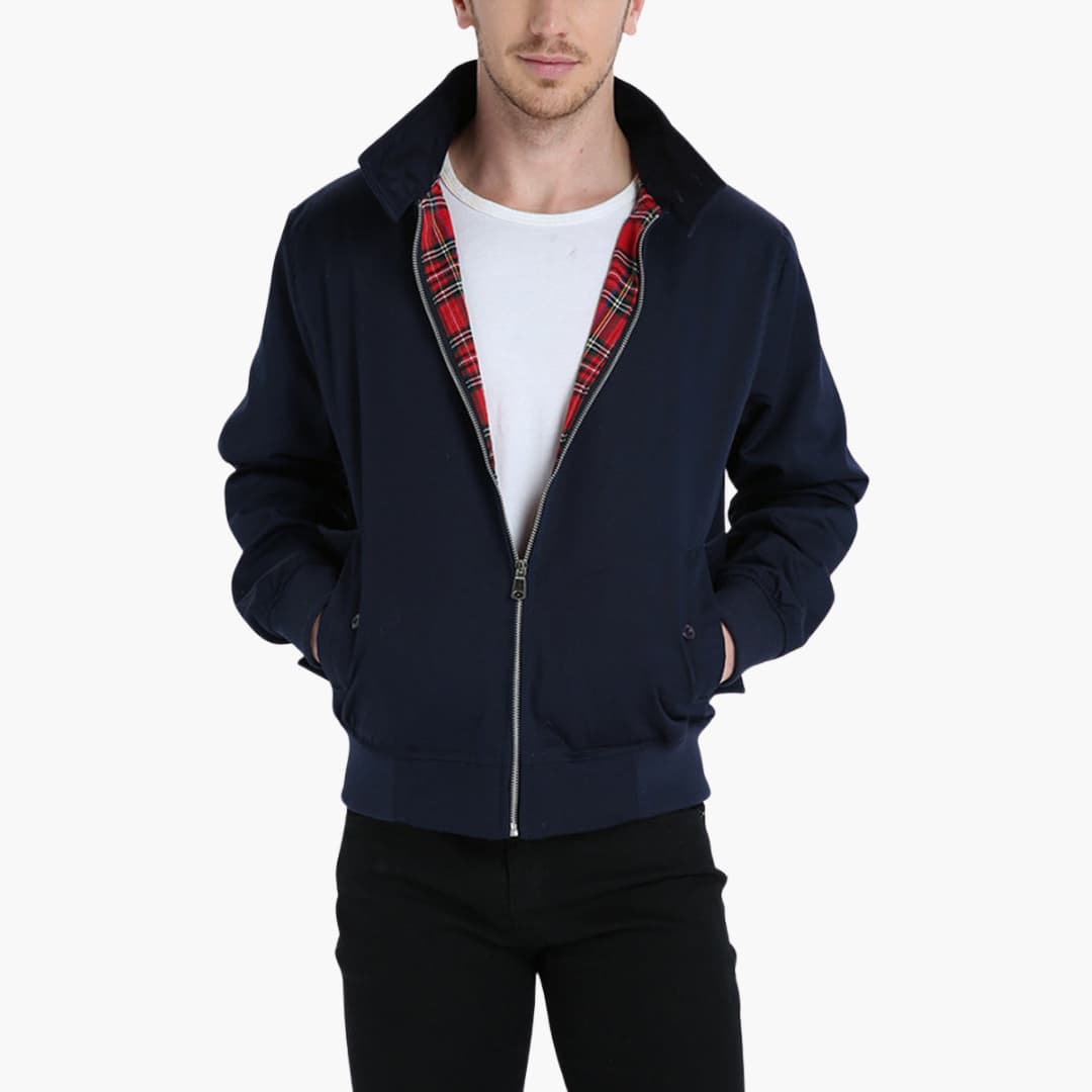 Herren Winterjacke Rippbündchen Reißverschluss Schwarz - Norvielle
