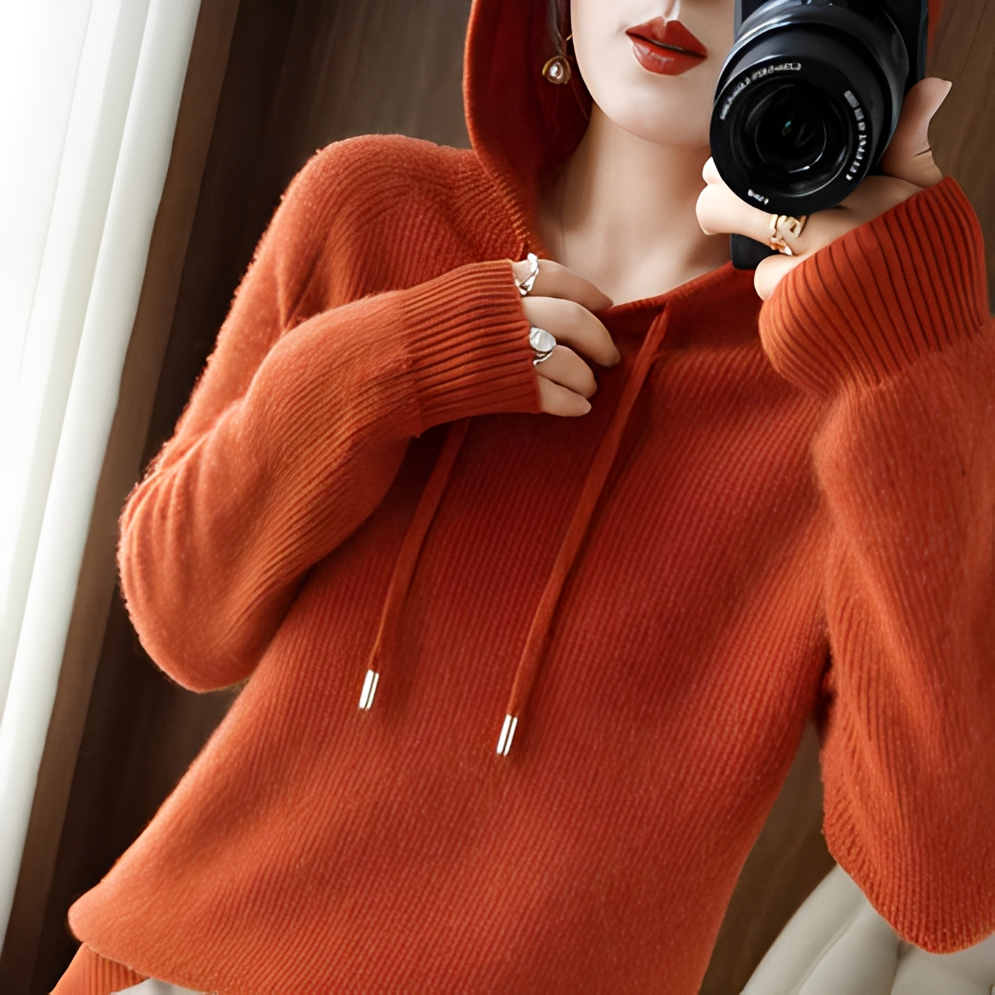 Damen Winterkapuzenpullover Bequem Warm