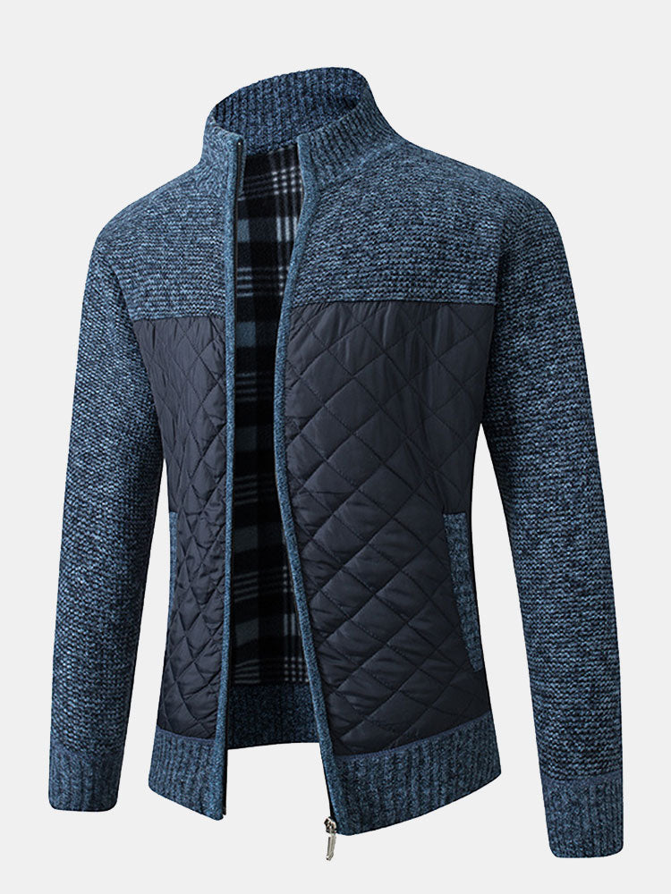Herren Strickjacke Karomuster Frontverschluss