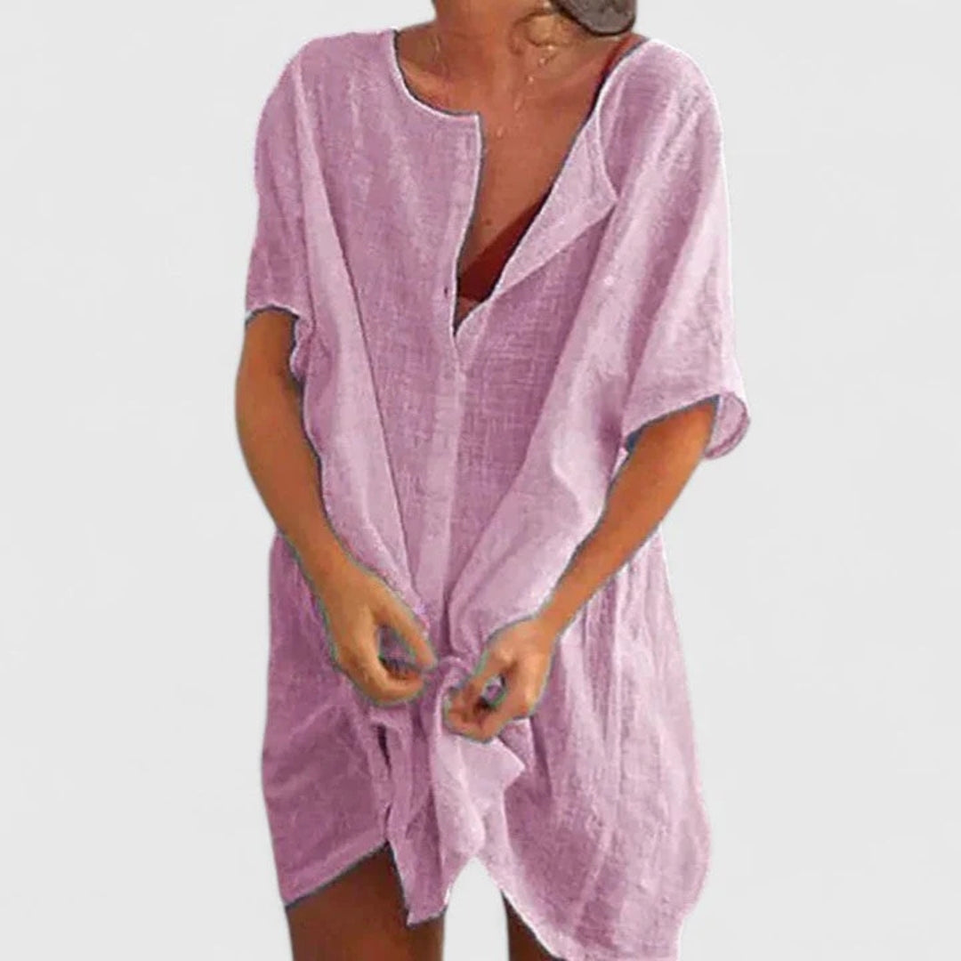 Damen Strandkleid mit Knopfleiste und Shorts Überwurf Leicht