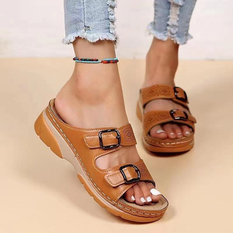 Orthoflex Damen Orthopädische Sandalen Doppelschnalle