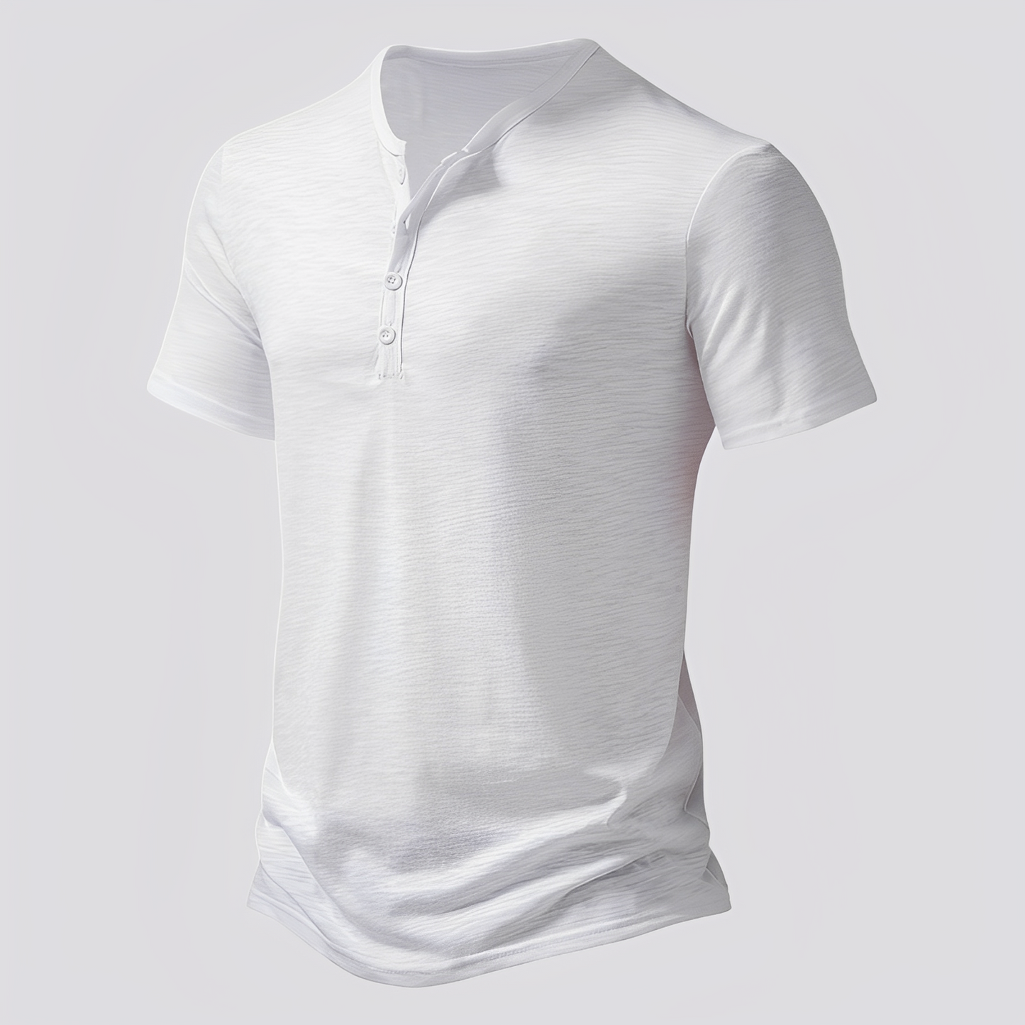 Herren T-Shirt mit Knöpfen Baumwolle Weiß
