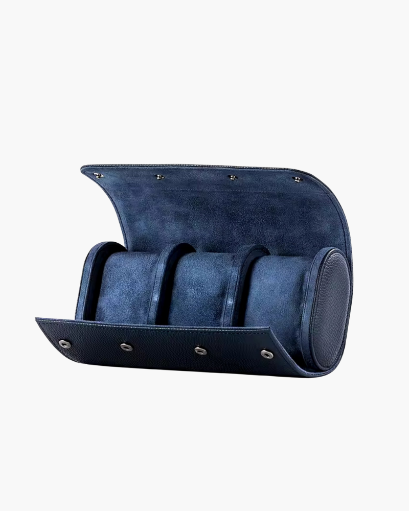 Leder Uhrenetui Reisebox für 3 Uhren Elegantes Design Schwarz - Norvielle