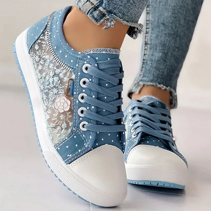 Damen Sneaker Mesh Blumenstickerei