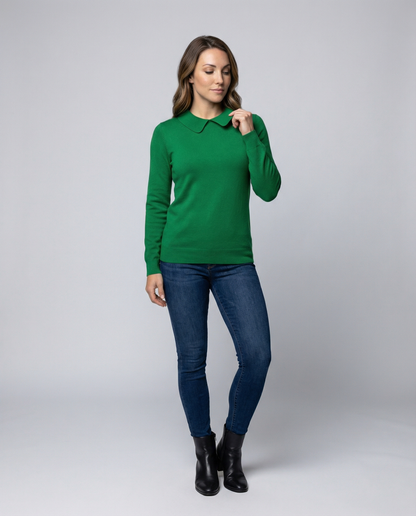 Damen Kragenstrick Pullover