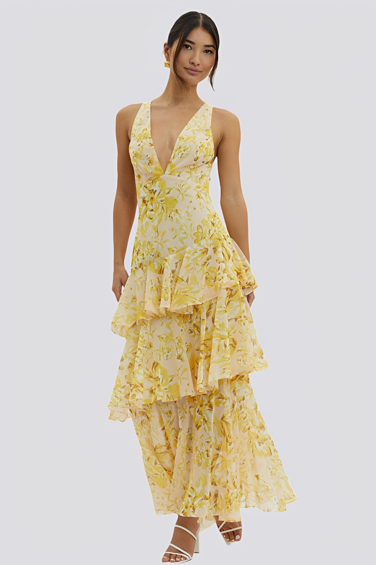 Damen Maxikleid Rückenfrei Blumenmuster - Norvielle