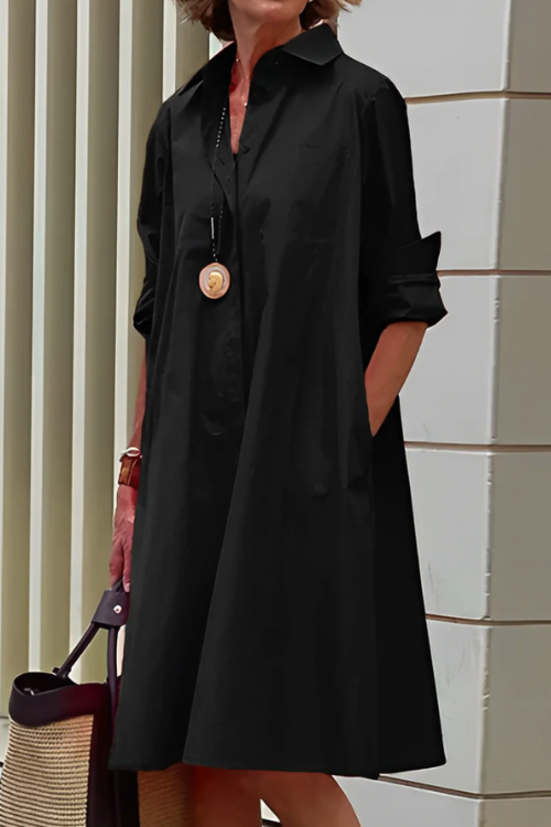 Damen Midi Kleid Bluse Hemdblusen