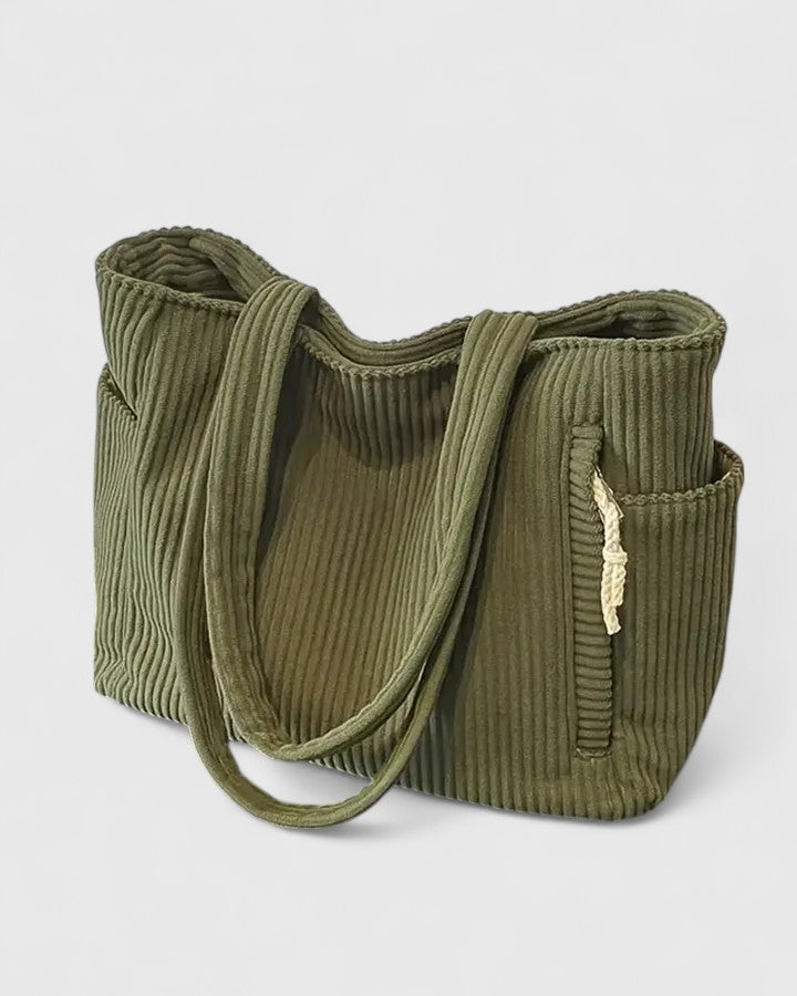 Damen Handtasche Rippstoff Leder