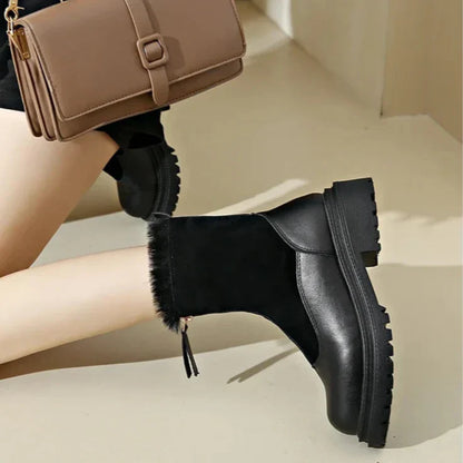 Damen Winterstiefel Schneeschuhe Profilsohle Mit Frontreißverschluss