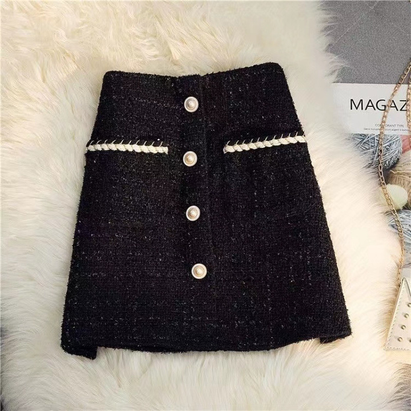 Tweed Damenrock A-Linie Hochtailliert
