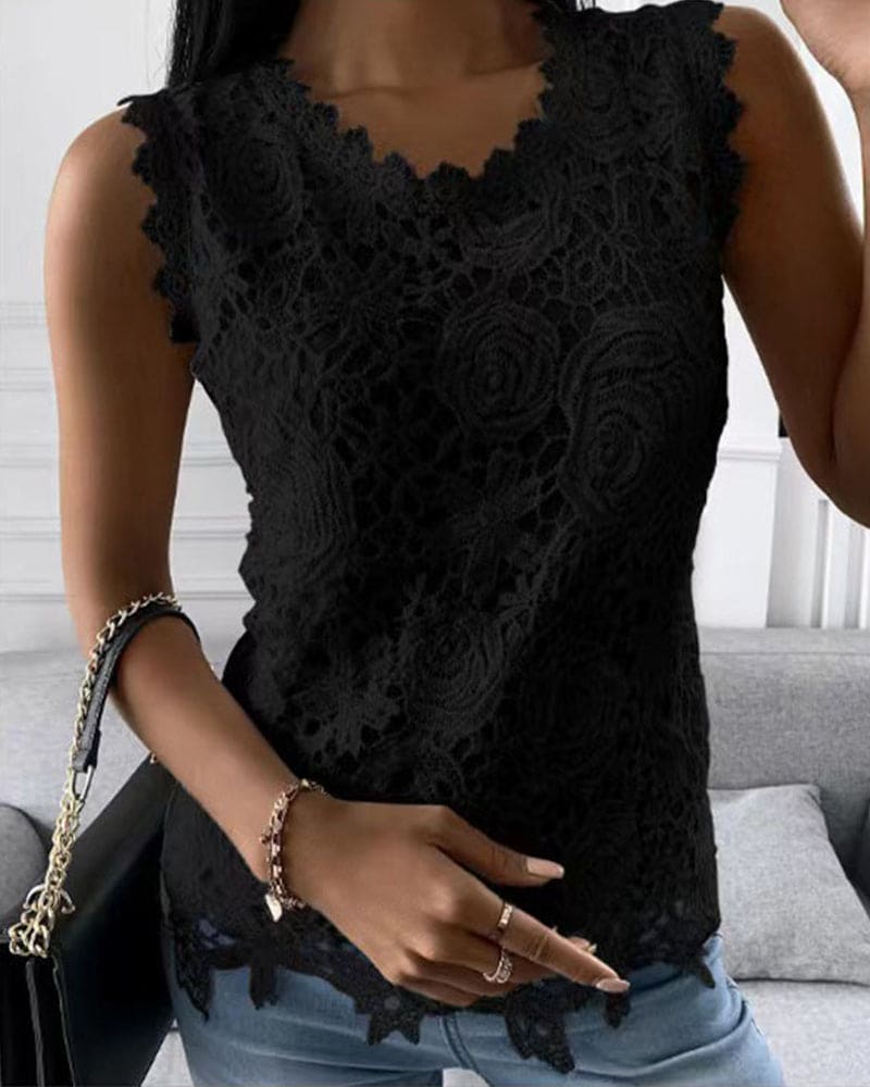 Norvielle Damen Bluse Spitze Einfarbig