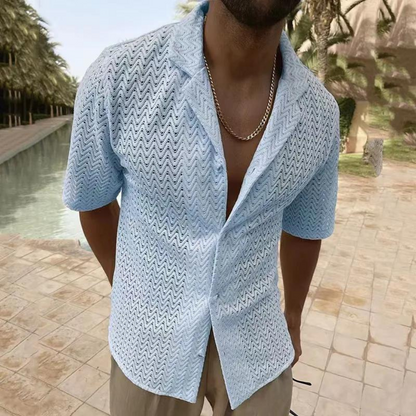 Offenes Strickhemd für Herren Retro-Style Modern