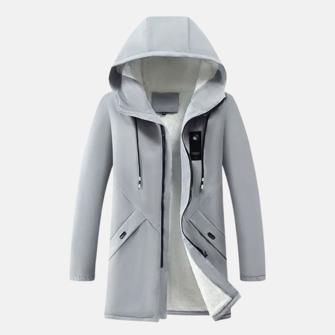 Kapuzenjacke Damen Mittellang Fleece Winddicht