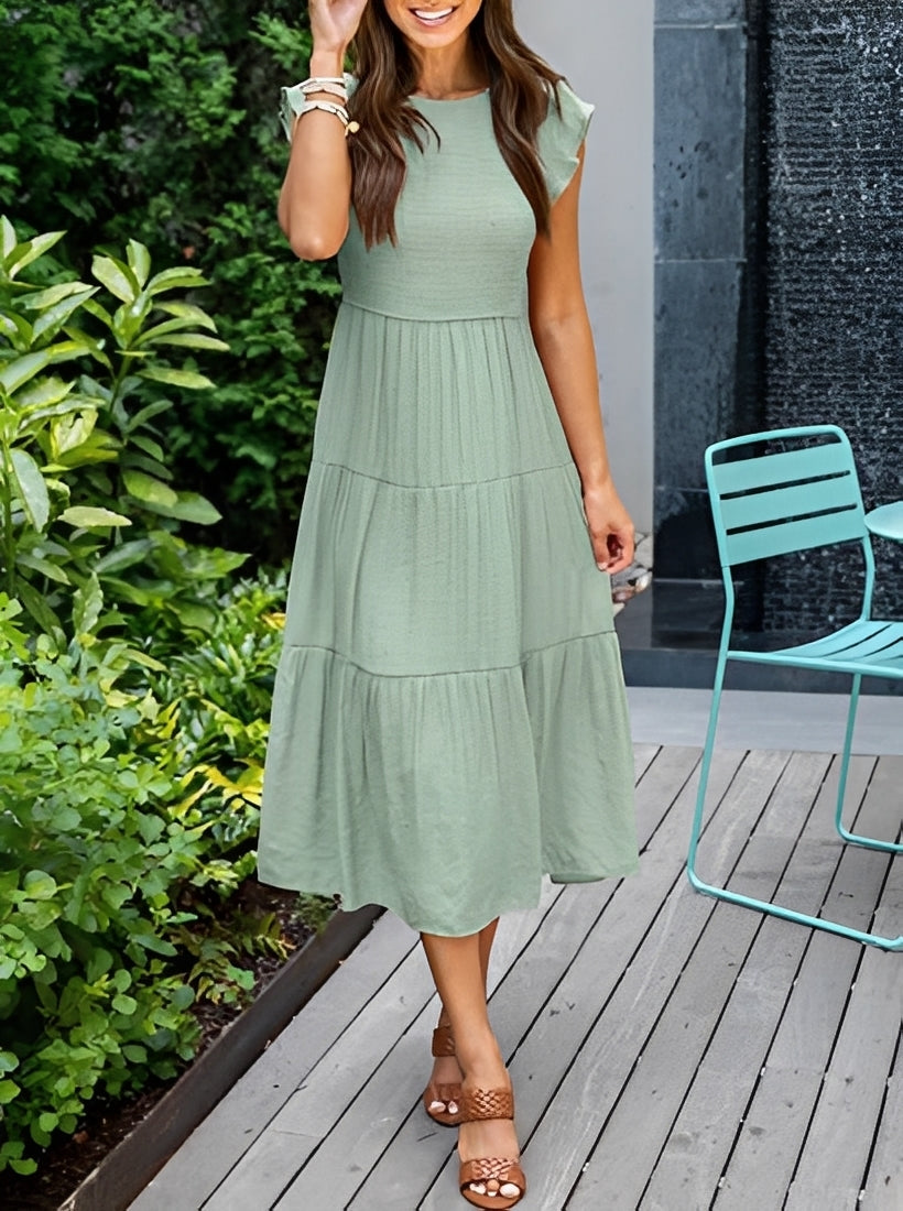 Damen A-Linie Kleid Lässig Fließend