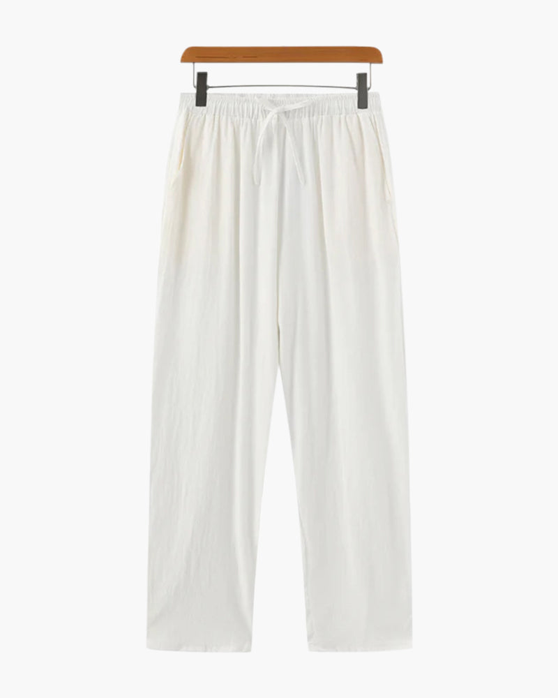 Herren Leinenhose Loose Fit mit Kordelzug Beige