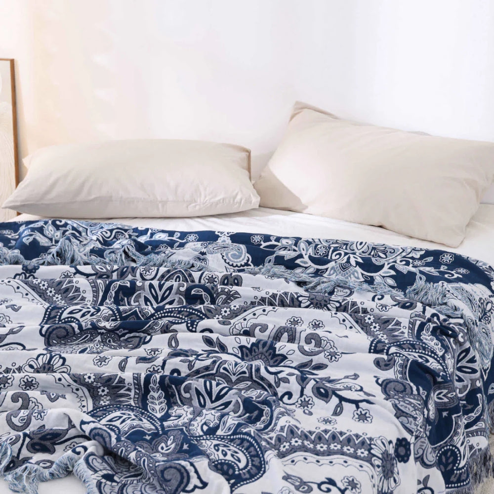 Paisley Baumwolldecke mit Quasten