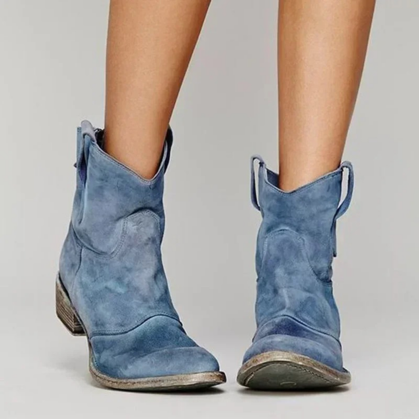 Damen Stiefel Wildleder Mittlerer Schaft Spitz Western Design