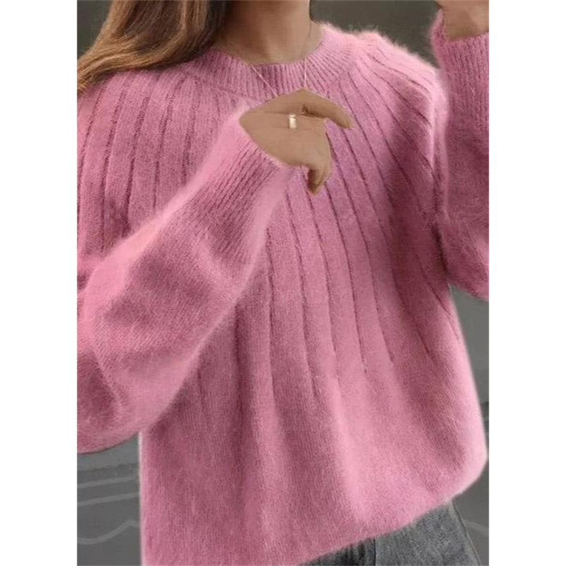 Norvielle Damen Strickpullover Kaschmirweich Rippmuster