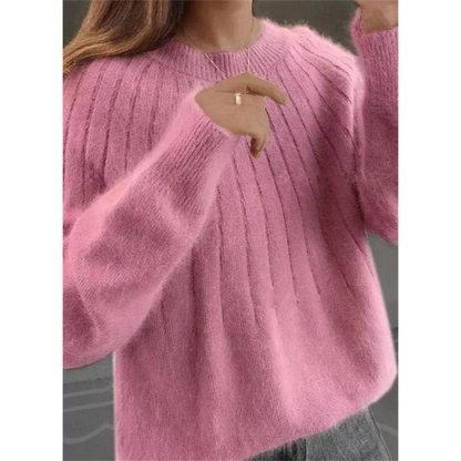 Norvielle Damen Strickpullover Kaschmirweich Rippmuster