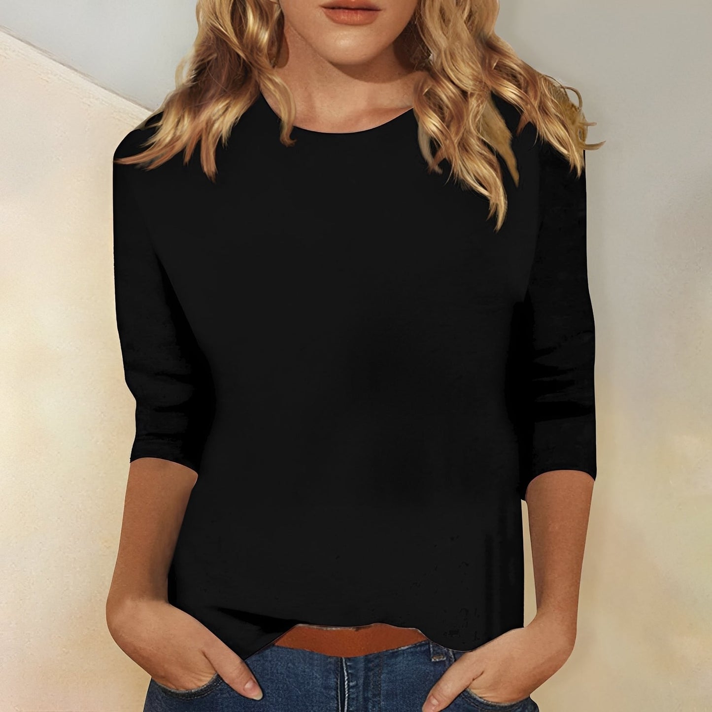 Damen Shirt 3/4 Ärmel Komfortbares Oberteil für Alltag