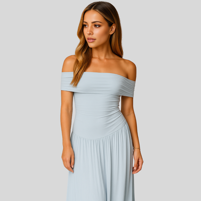 Damen Maxikleid Hochzeitsgast Gefaltet Weiß