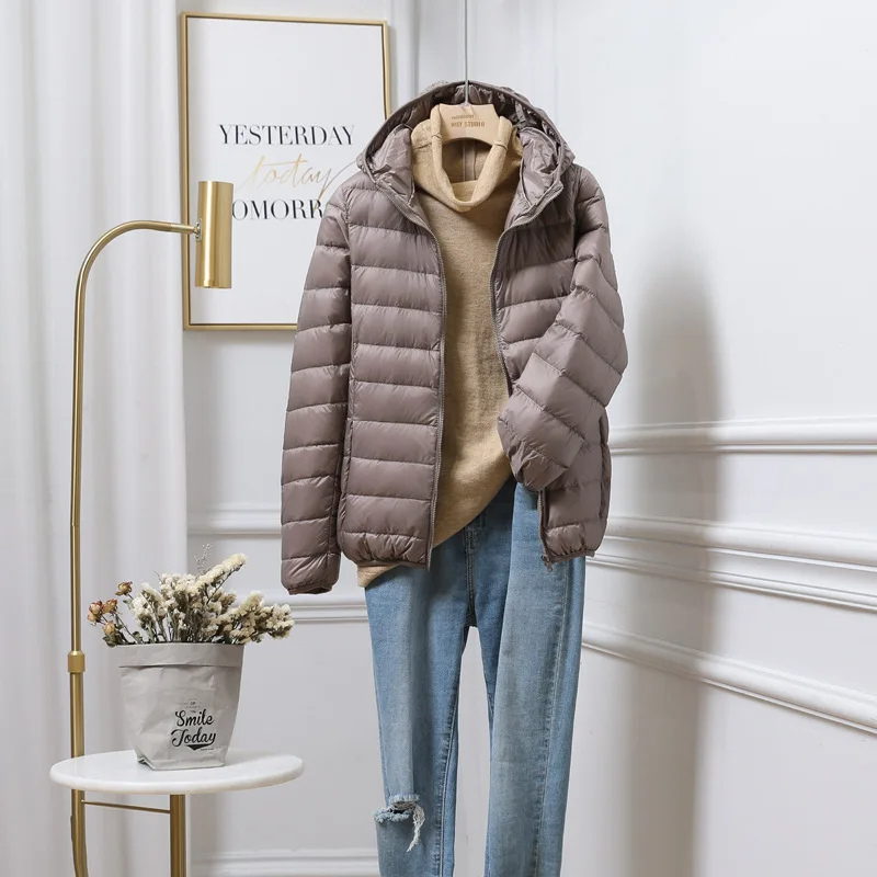 Damen Daunenjacke Mit Kapuze Reißverschluss