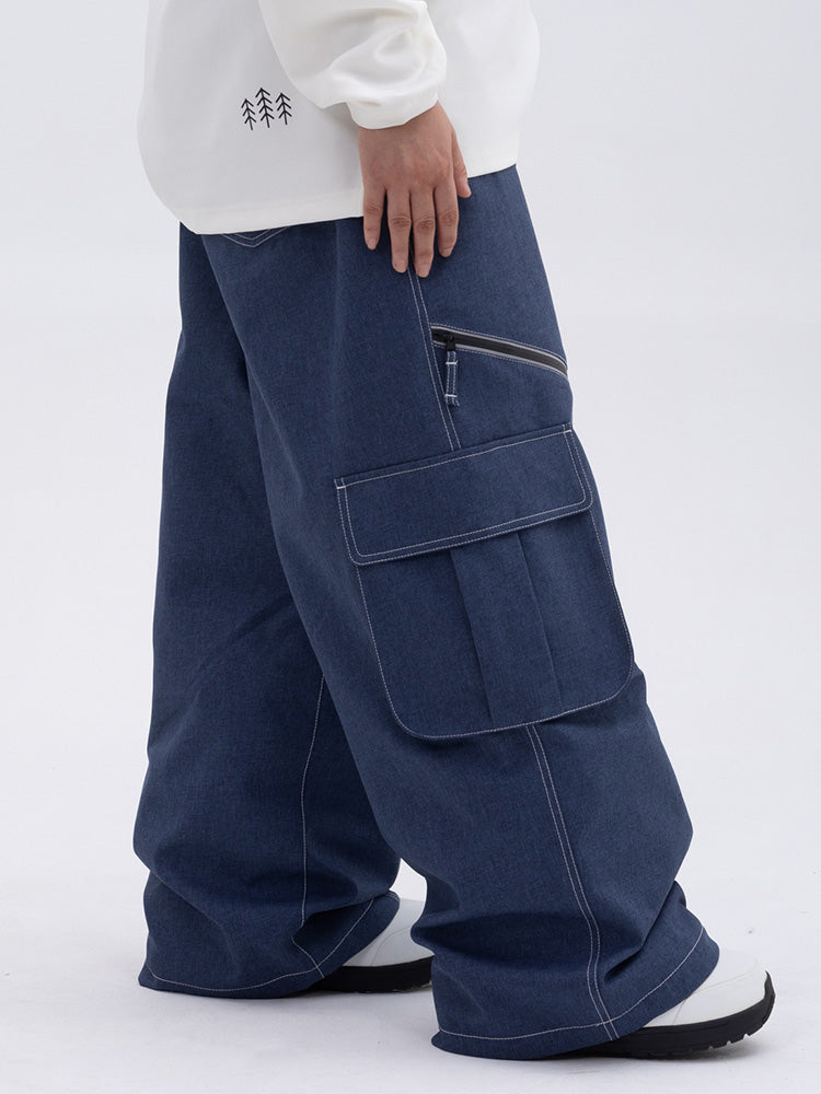 Damen Oversize Hose Baggy Beinform Cargotaschen