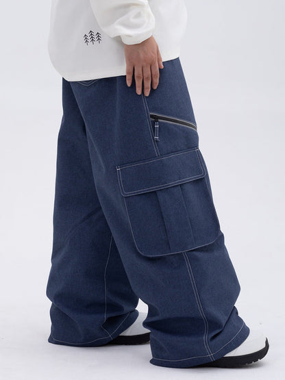 Damen Oversize Hose Baggy Beinform Cargotaschen