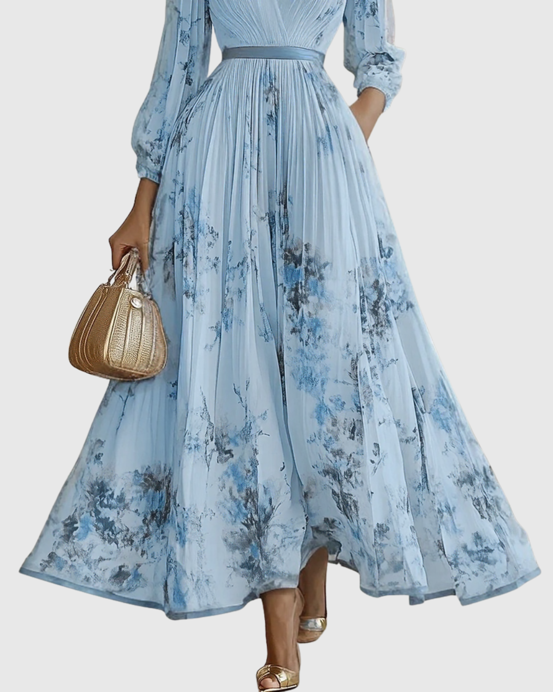 Isabella Damen Ärmelloses Blumenkleid Midi Geplissiert